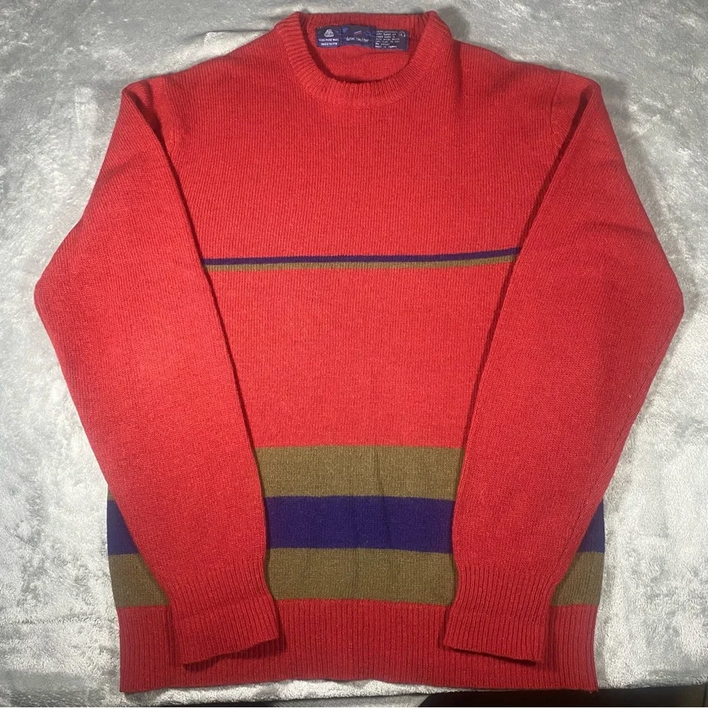 Vintage Sweater Men’s Large 100% Lambs Wool Knit Daniel Hechter Crew Neck LS - Picture 8 of 8